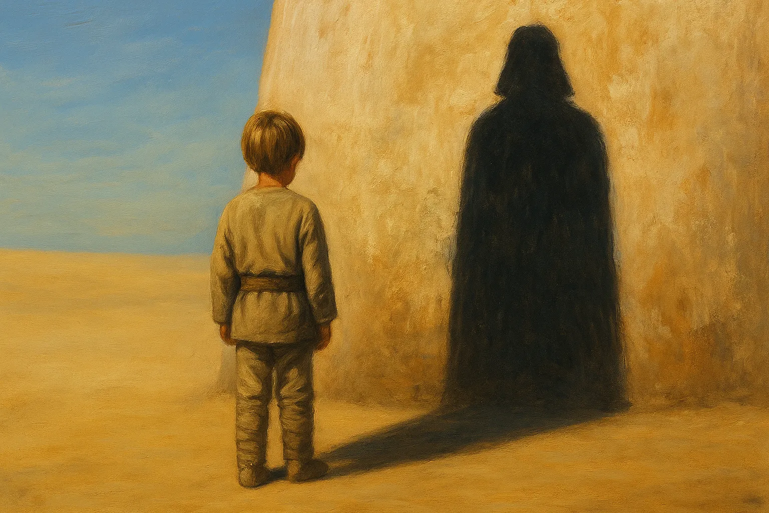 La sombra que llevamos: un niño inocente proyecta un destino oscuro, reflejo de heridas no sanadas que claman por reparación.