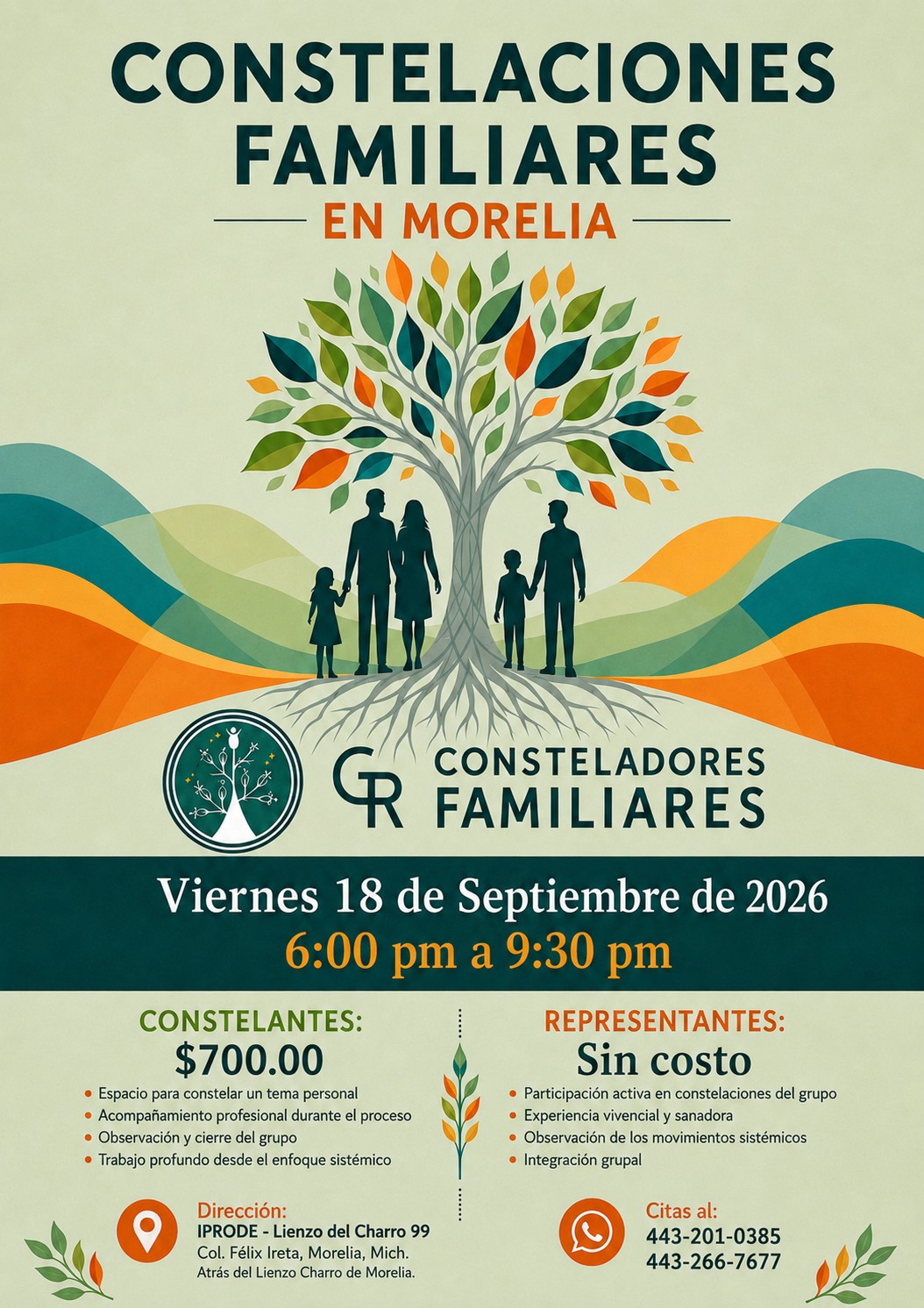 Constelaciones familiares en Morelia, Próximo taller grupal 18 de septiembre de 2026 6:00 pm